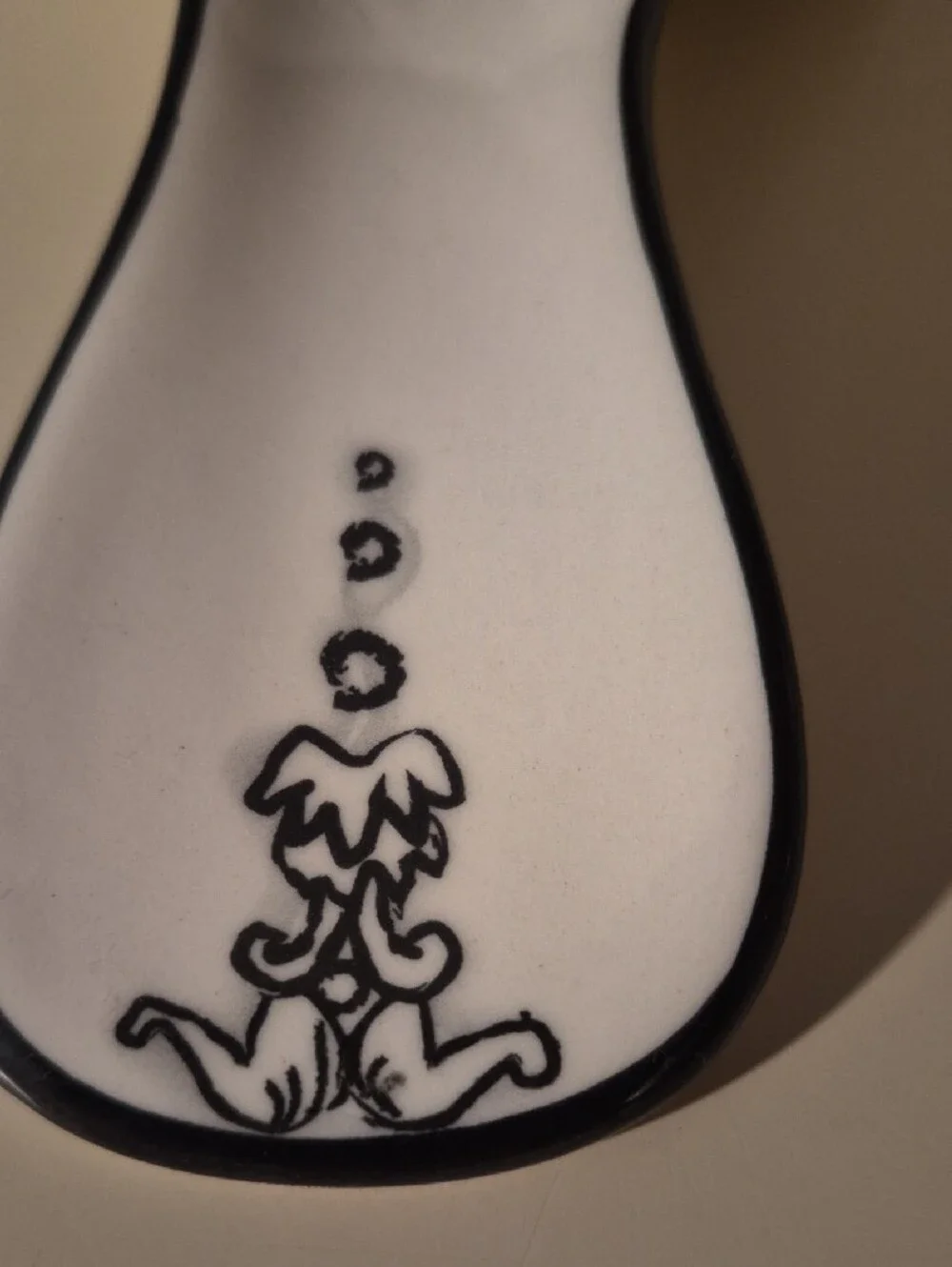 Keep Calm and Keep Stirring Ceramic Spoon Rest - White with Black Trim